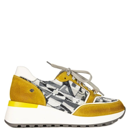 Maciejka Woman's Yellow Leather Sneakers 06390-07/00-7