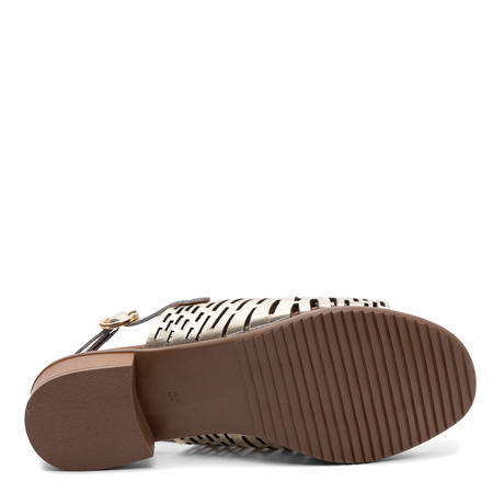 Maciejka Leather Openwork Elegant Gold Sandals E7392-25/00-1