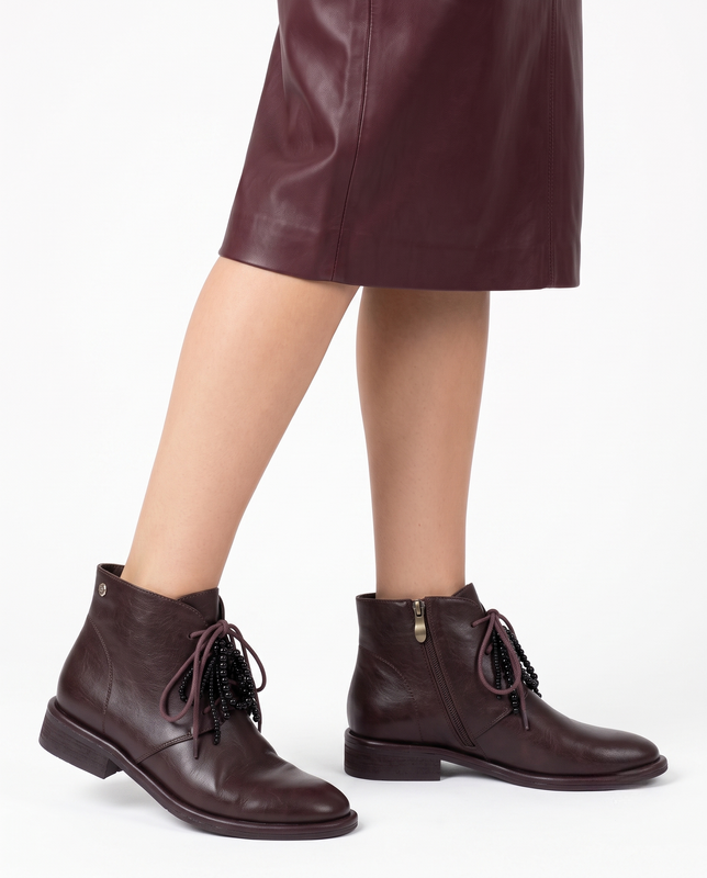Maciejka Leather Platform Ankle Boots Brown K7787-23/00-7