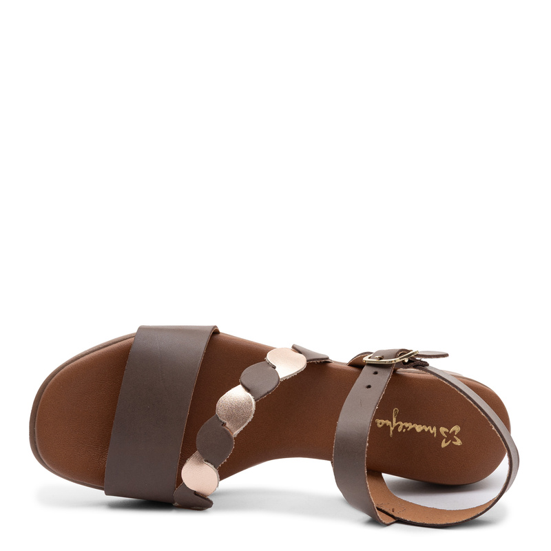 Maciejka Leather Sandals Decorative Artistic Strap Brown E7394-32/00-1