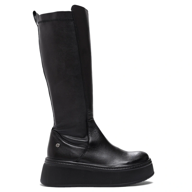 Maciejka Leather Platform Knee-High Boots – Black 07111-01/00-8