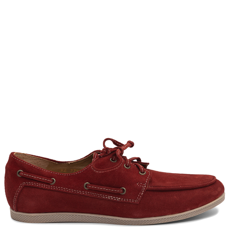Maciejka Leather Suede Boat Shoes Red 07799-44/00-1
