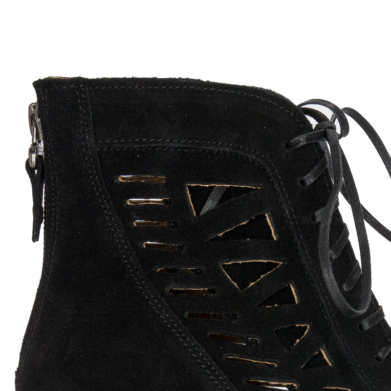Maciejka Black velor Lace-Up Boots