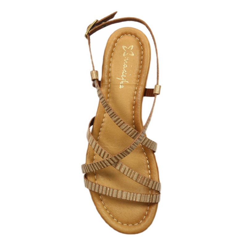 Maciejka Classic Leather Women's Flat Sandals Gold 06635-04/00-0