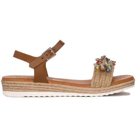 Maciejka Sandały espadryle skóra naturalna rudy