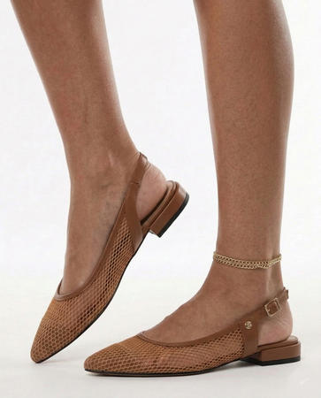 Maciejka Półbuty Siateczkowe Slingback Brązowe K7525-29/00-1