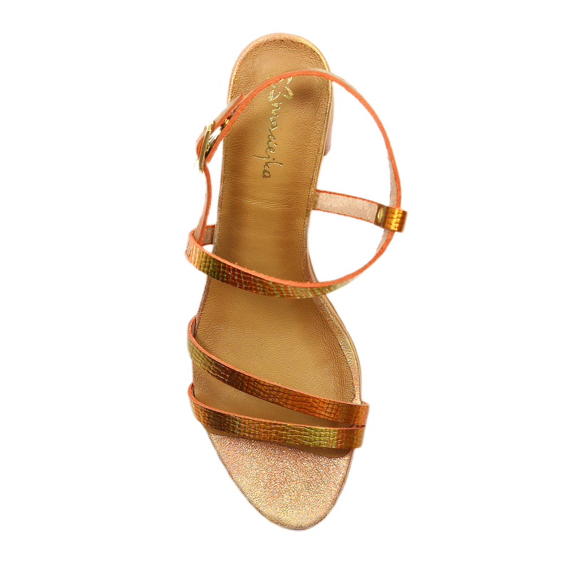 Maciejka Women's Leather Heeled Orange Sandals