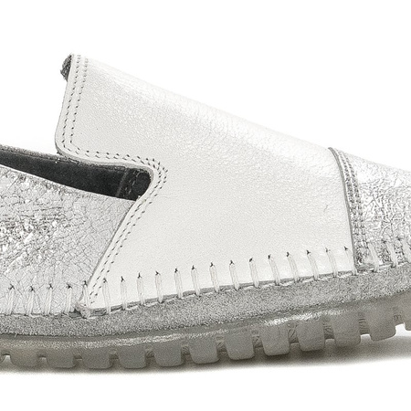 Maciejka Półbuty skóra naturalna srebrne