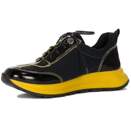 Maciejka Sneakersy Platformowe z Lakierowanymi Detalami Czarno-Żółte 06295-01/00-8