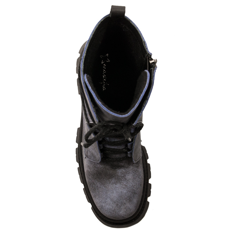 Maciejka Leather Insulated Lace-Up Platform Combat Boots Blue 05693-06/00-3