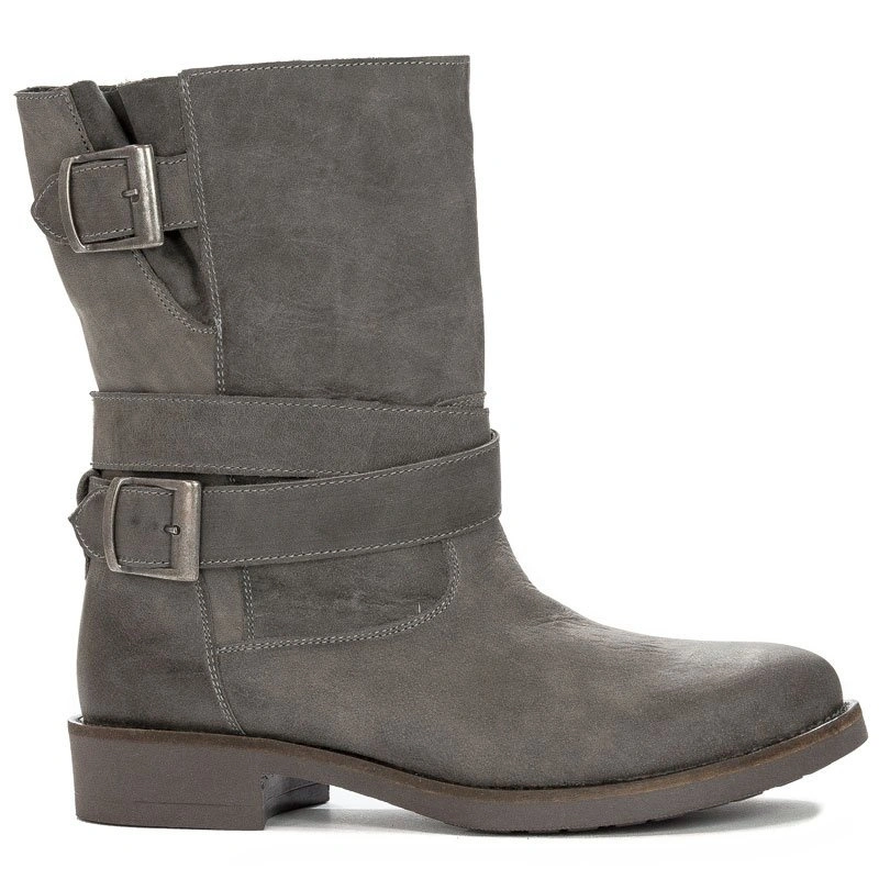 Maciejka Gray women's leather Knee-high Boots