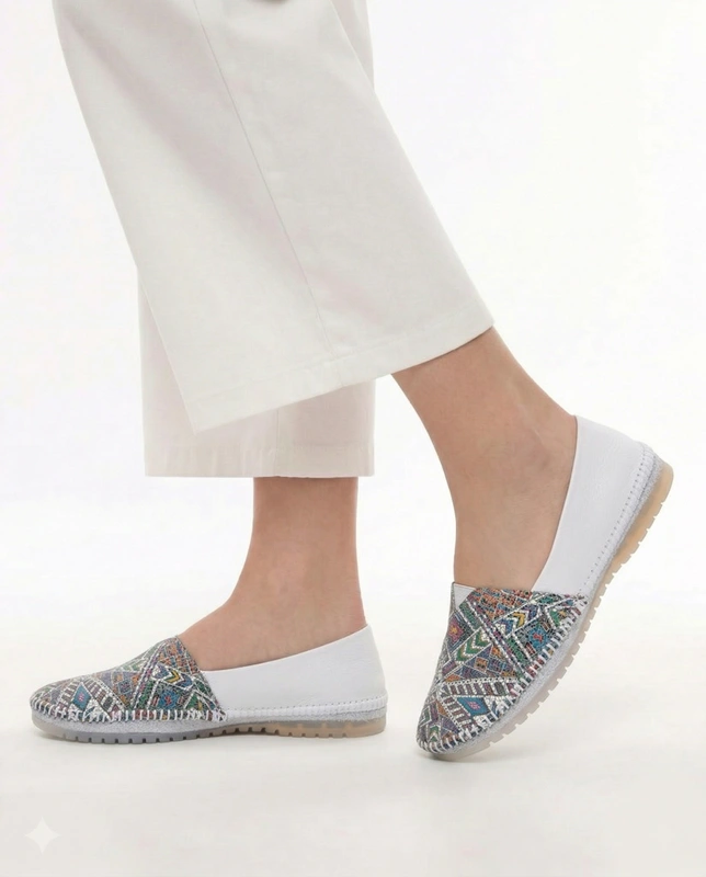 Maciejka Leather Slip-On Shoes Colorful White 1930W-68/00-0