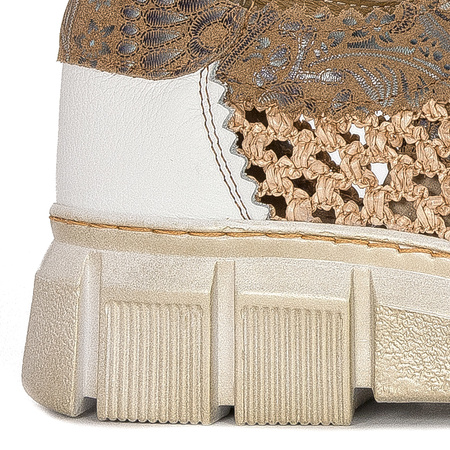 Maciejka Openwork Leather Platform Lace-Ups Beige 05850-04/00-1