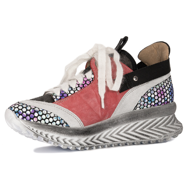 Maciejka Women's leather shoes Coral-Black