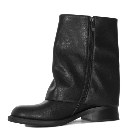 Maciejka Leather Ankle Boots Asymmetric Shaft Flat Heel Black K7213-01/00-8