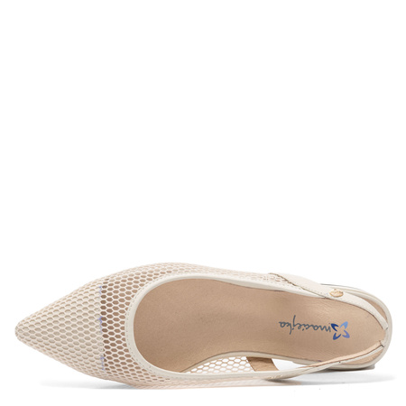 Maciejka Ażurowe Czółenka Slingback Beżowe K7525-22/00-1