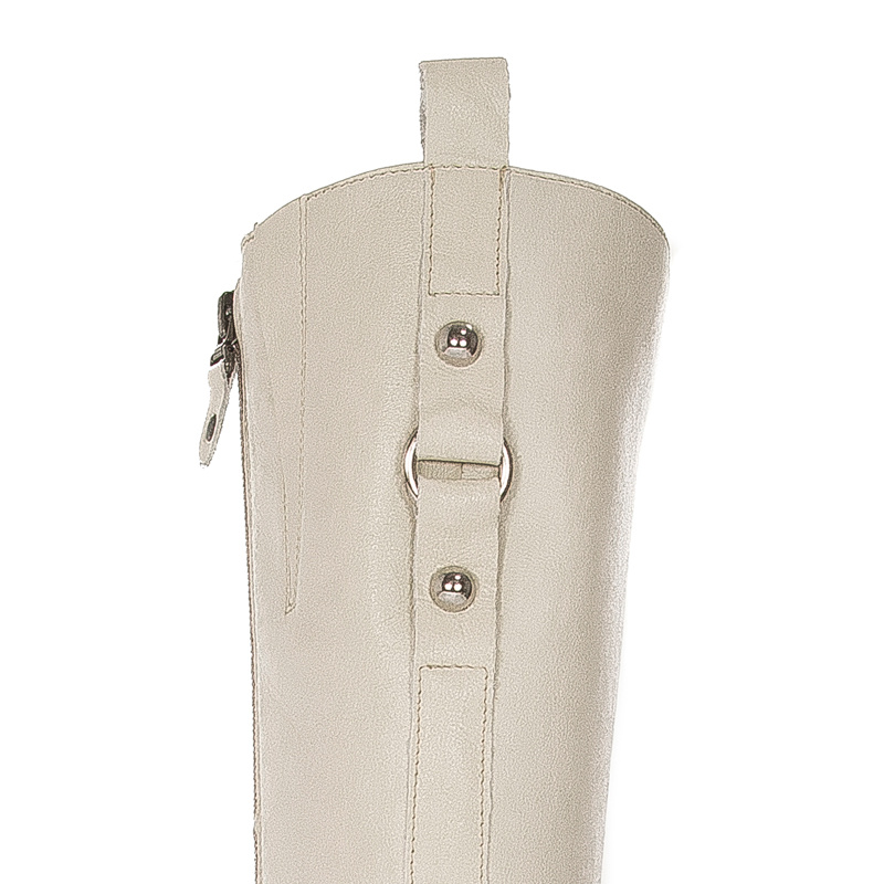 Maciejka Light Beige leather Knee-High Boots