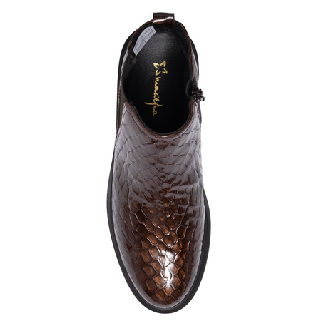 Maciejka Women's Ankle Boots Natural Patent Leather Dark Brown P7219-02/00-7