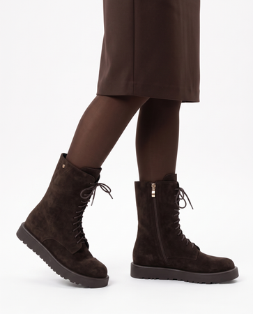 Maciejka Women's Suede Lace-Up Ankle Boots Deep Chocolate K7807-02/00-7