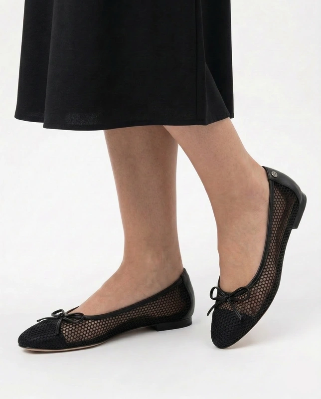 Maciejka Openwork Ballet Flats Almond Toe Black K7512-01/00-1