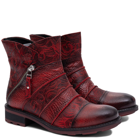 Maciejka Leather Warm-Lined Ankle Boots Red 07610-08/00-8