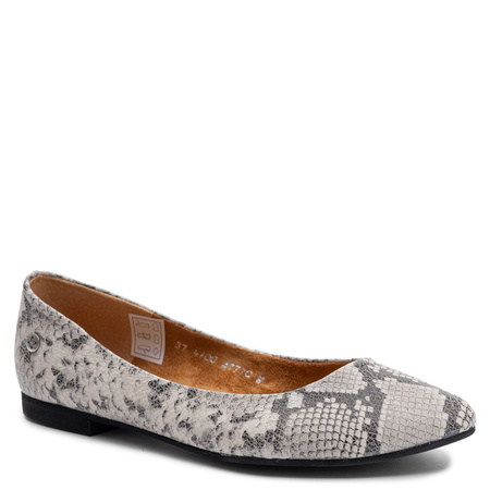 Maciejka Leather Ballerinas Snake Print Grey Elegant 4100W-09/00-8