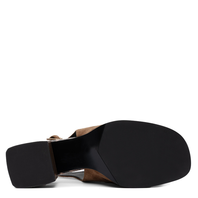Maciejka Leather Sandals Open Back Block Heel Brown K7521-14/00-1