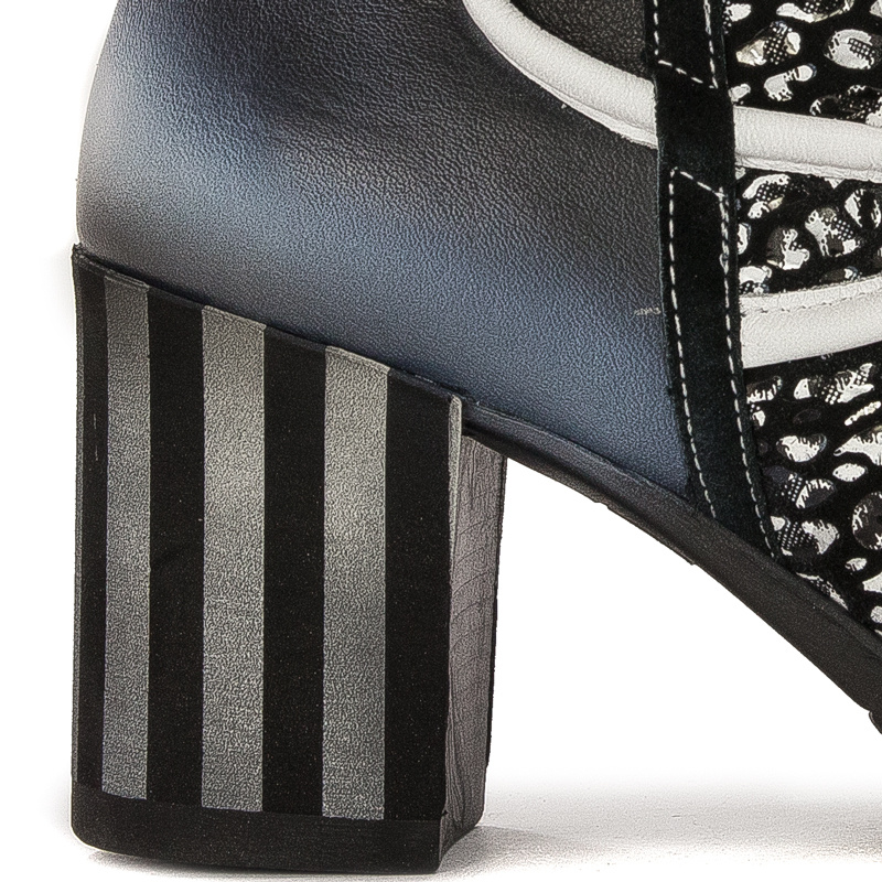 Maciejka Premium Leather Ankle Boots Block Heel Black Blue 05605-01/00-7