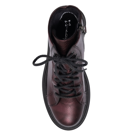 Maciejka Natural Leather Combat Boots on Platform Purple 06309-42/00-8