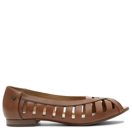 Maciejka Leather Ballet Flats Cutout Peep-Toe Brown P7540-29/00-1