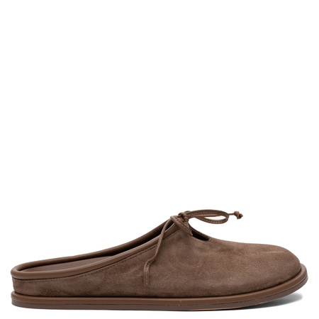 Maciejka Skórzane Półbuty Mule Otwarta Pięta Płaska Podeszwa Brązowy K7514-14/00-1