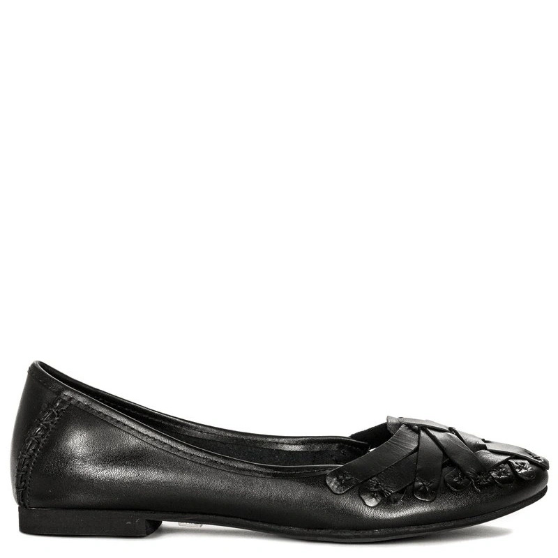 Maciejka Leather Ballerinas Woven Detail Black 01358-01/00-0