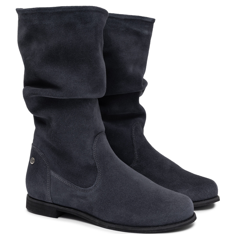 Maciejka Genuine Suede Leather Slouchy Boots Flat Heel Grey 5057W-03/00-6