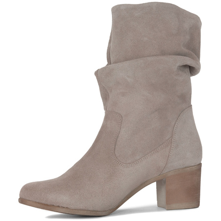 Maciejka Suede Ankle Boots Slouchy Block Heel Light Beige 07262-22/00-6