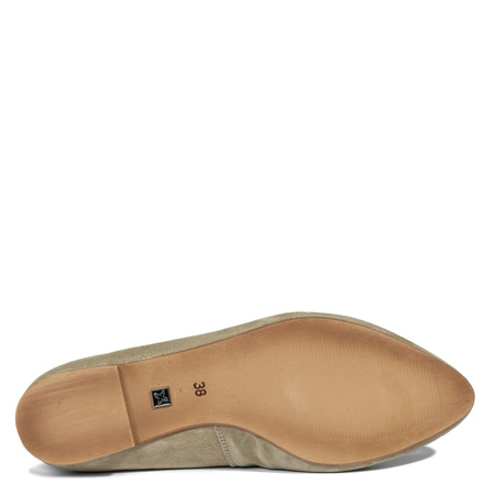 Maciejka Leather-Lined Ballerinas Suede Almond Toe Green 4100W-03/00-8