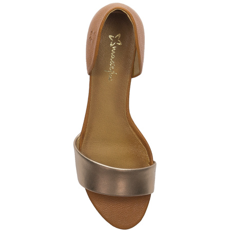 Maciejka Leather Brown + Gold Women's Sandals 01971-68/00-5