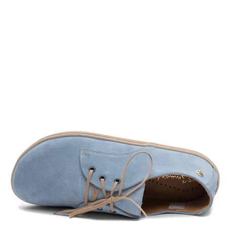 Maciejka Skórzane Półbuty Zamszowe BAREFOOT Niebieskie 06900-06/00-1