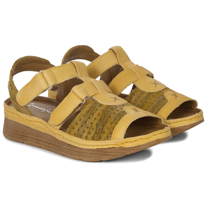 Maciejka Women's Leather Sandals Yellow