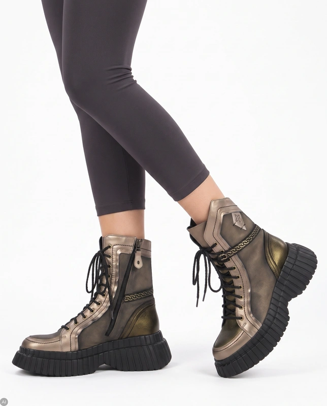 Maciejka Dark Beige + Gold Boots 06557-10/00-8