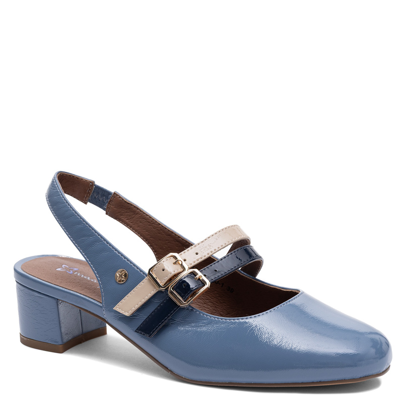 Maciejka Leather Mary Jane Double-Strap Block Heel 5 Cm Blue K7475-06/00-1