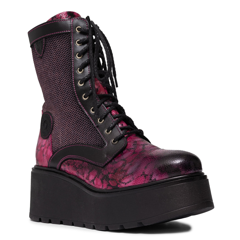 Maciejka Leather Platform Lace-Up Boots Pink 06720-15/00-8