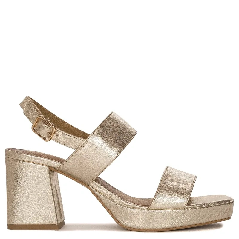 Maciejka Sandały Na Słupku Skóra Naturalna Złoty