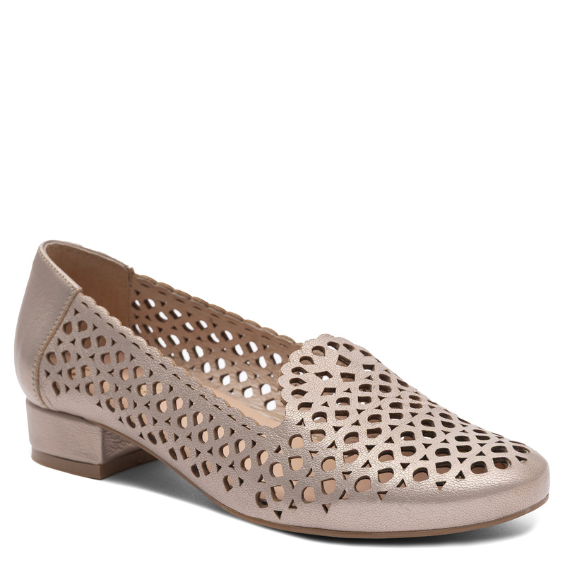 Maciejka Leather Openwork Peep Toe Shoes Gold 1082-2-GOLD