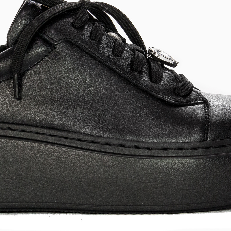 Maciejka Women's Black Genuine Leather Platform Sneakers 06191-01/00-8