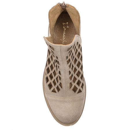 Maciejka Women's Beige openwork leather ankle boots