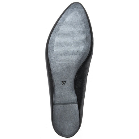 Maciejka Baleriny Skórzane Niski Obcas Czarne 04100-01/00-8