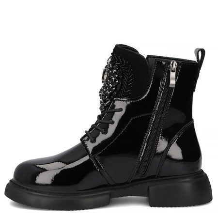 Filippo Women's Patent Leather Ankle Boots, Black