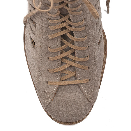 Maciejka Beige velor Lace-Up Boots