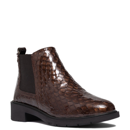 Maciejka Women's Ankle Boots Natural Patent Leather Dark Brown P7219-02/00-7