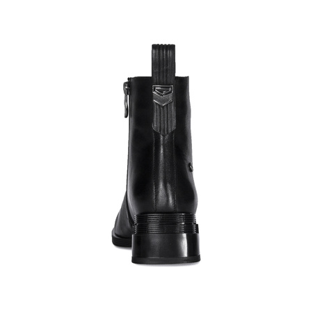 Maciejka Botki Skórzane Na Niskim Kwadratowym Obcasie Czarne N3118-01/00-8